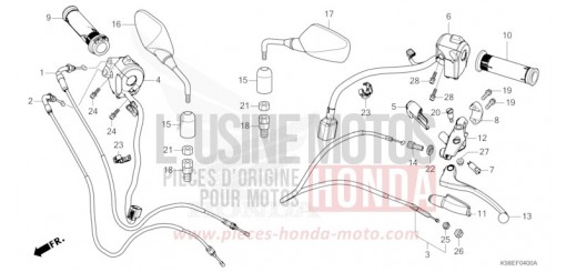 LEVIER DE GUIDON/COMMUTATEUR/CABLE/MIROIR CBF125NAR de 2024